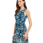 Side View View Of Gottex Essentials Miss Butterfly High Neck Sleeveless Beach Dress | Gottex Miss Butterfly Blue