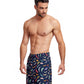 Side View View Of Gottex Men 7-Inch Swim Trunks | GOTTEX MEN GRAPHIC BLUE FEATHERS