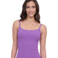 Front View of Profile By Gottex Exclusive Round Neck Tankini Top | PROFILE WARM PURPLE