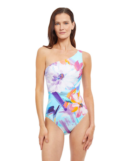 Front View Of Gottex Essentials La Vie Est Belle One Shoulder One Piece Swimsuit | Gottex La Vie Est Belle