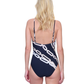 Back View Of Gottex Bejeweled High Neck Halter One Piece Swimsuit | Gottex Bejeweled Black White Cream