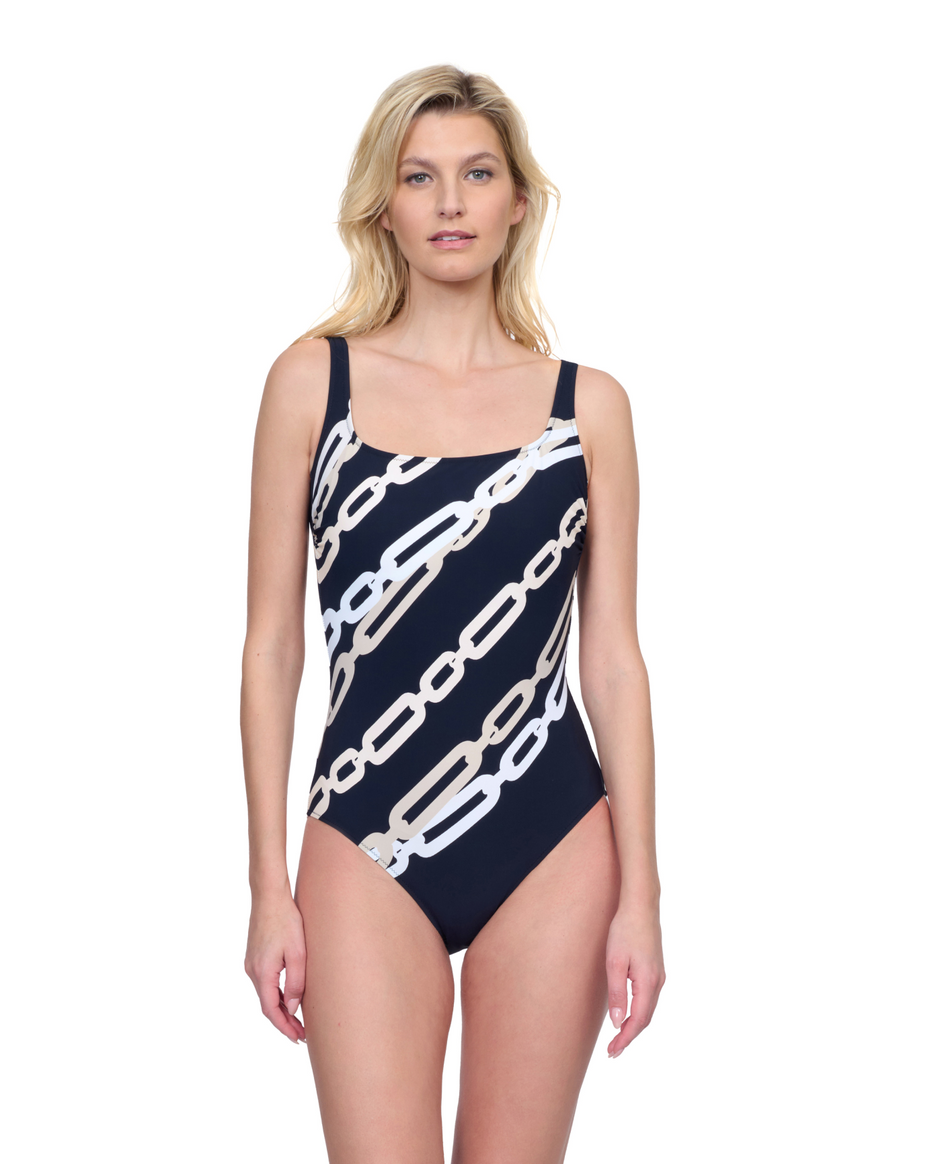 GOTTEX embellished swimsuit $299 8 jeweled draped tummy control halter