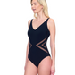 Side View Of Gottex Day Dreamer V Neck One Piece Swimsuit | Gottex Day Dreamer Black