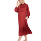 Side View Of Gottex Day Dreamer Button Down Maxi Long Dress with Long Sleeves Swim Cover up | Gottex Day Dreamer Spice