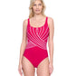 Front View Of Gottex Embrace Full Coverage Square Neck One Piece Swimsuit | GOTTEX EMBRACE FUCHSIA