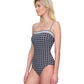 Side View Of Gottex Golden Chic Bandeau One Piece Swimsuit | Gottex Golden Chic Black Cream