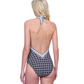 Back View Of Gottex Golden Chic V Neck Halter One Piece Swimsuit | Gottex Golden Chic Black Cream