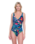 Garden Dream V Neck Surplice One Piece Swimsuit