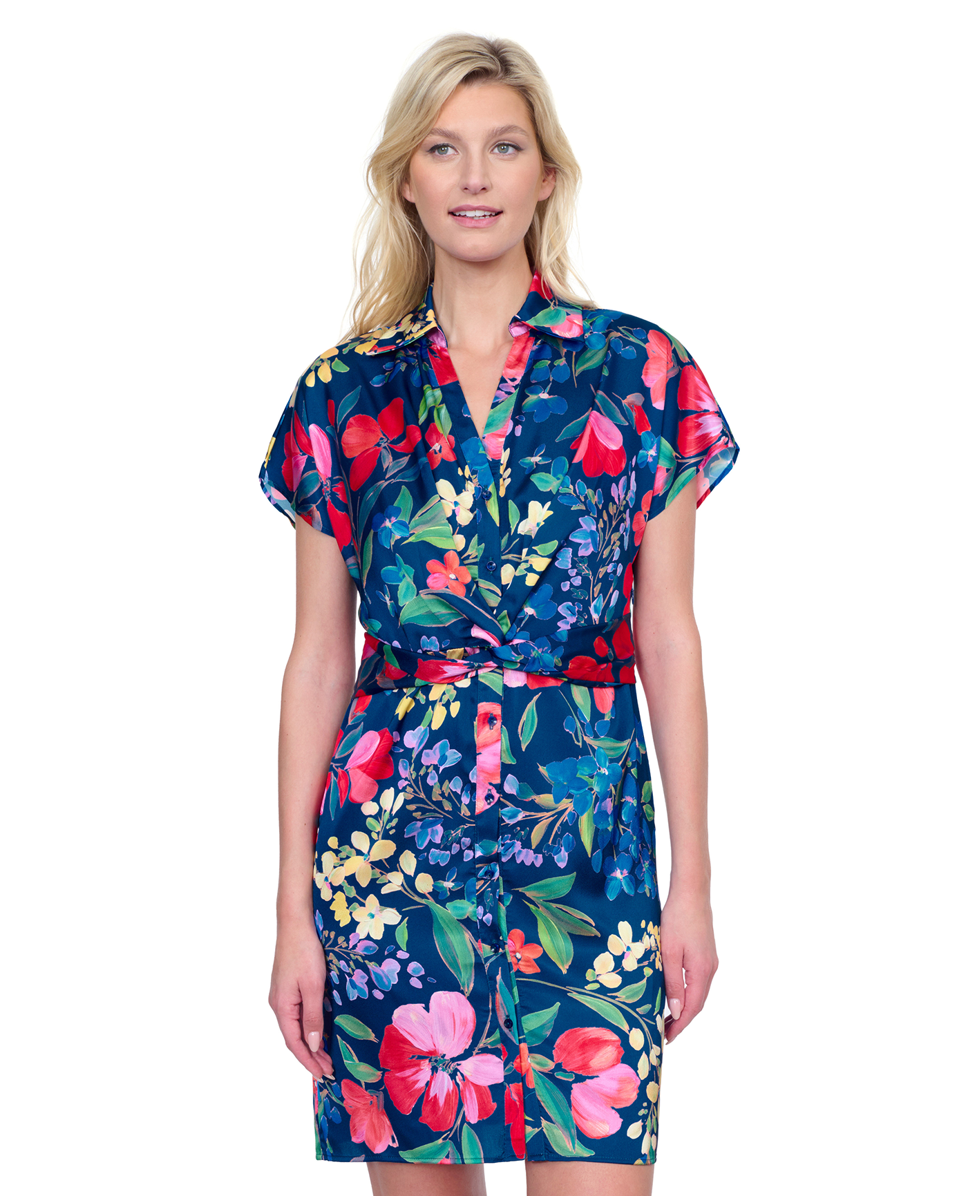 Gottex Garden Dream Button Down Shirt Dress Cover Up | Gottex Garden Dream Navy Multi