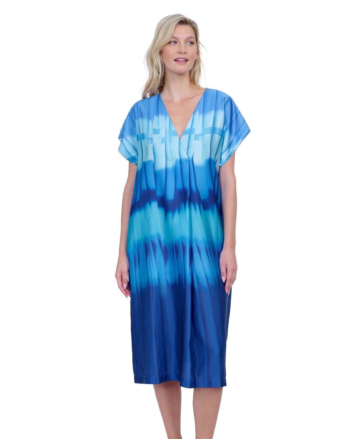 Gottex Golden Hour V-Neck Long Tunic Cover Up | Gottex Golden Hour Blue