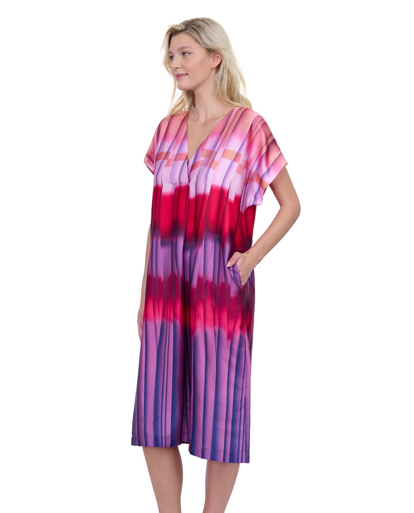 Gottex Golden Hour V-Neck Long Tunic Cover Up | Gottex Golden Hour Pink