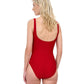 Back View Of Gottex Harbour Side Textured Full Coverage Square Neck One Piece Swimsuit | GOTTEX HARBOURSIDE RUBY