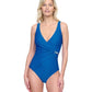 Front View Of Gottex Harbourside Textured Full Coverage Surplice One Piece Swimsuit | GOTTEX HARBOURSIDE COBALT
