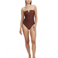Front View Of Luma High End Bandeau High Leg One Piece | Bronze