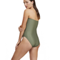 Back View Of Luma High End Bandeau High Leg One Piece | Olive
