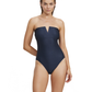 Front View Of Luma High End Bandeau High Leg One Piece | Midnight-Blue