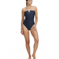 Front View Of Luma High End Bandeau High Leg One Piece | Midnight-Blue
