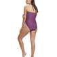 Back View Of Luma High End Bandeau High Leg One Piece | Purple