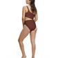 Back View Of Luma High End One Shoulder Cut Out One Piece | Bronze