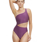 Front View Of Luma High End One Shoulder Cut Out One Piece | Purple