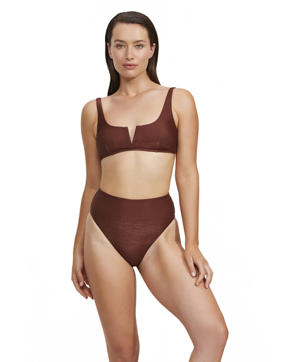 Front View Of Luma High End V Wire Bikini Top | Bronze