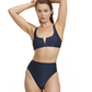 Front View Of Luma High End High Waist Swim Bottom | Midnight-Blue
