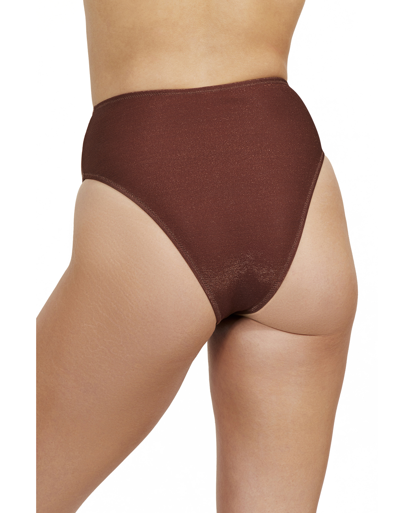 Back View Of Luma High End High Waist Swim Bottom | Bronze