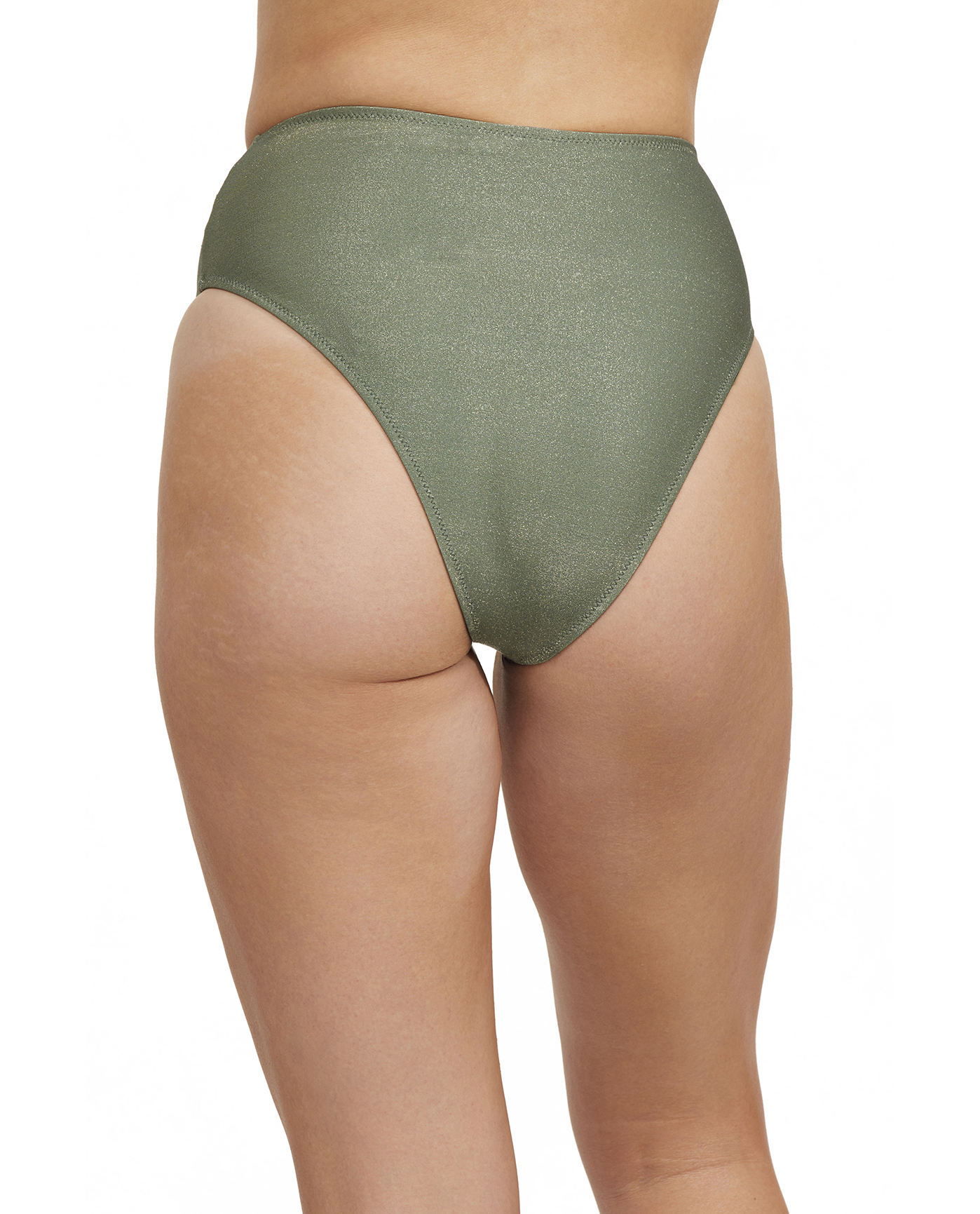 Back View Of Luma High End High Waist Swim Bottom | Olive