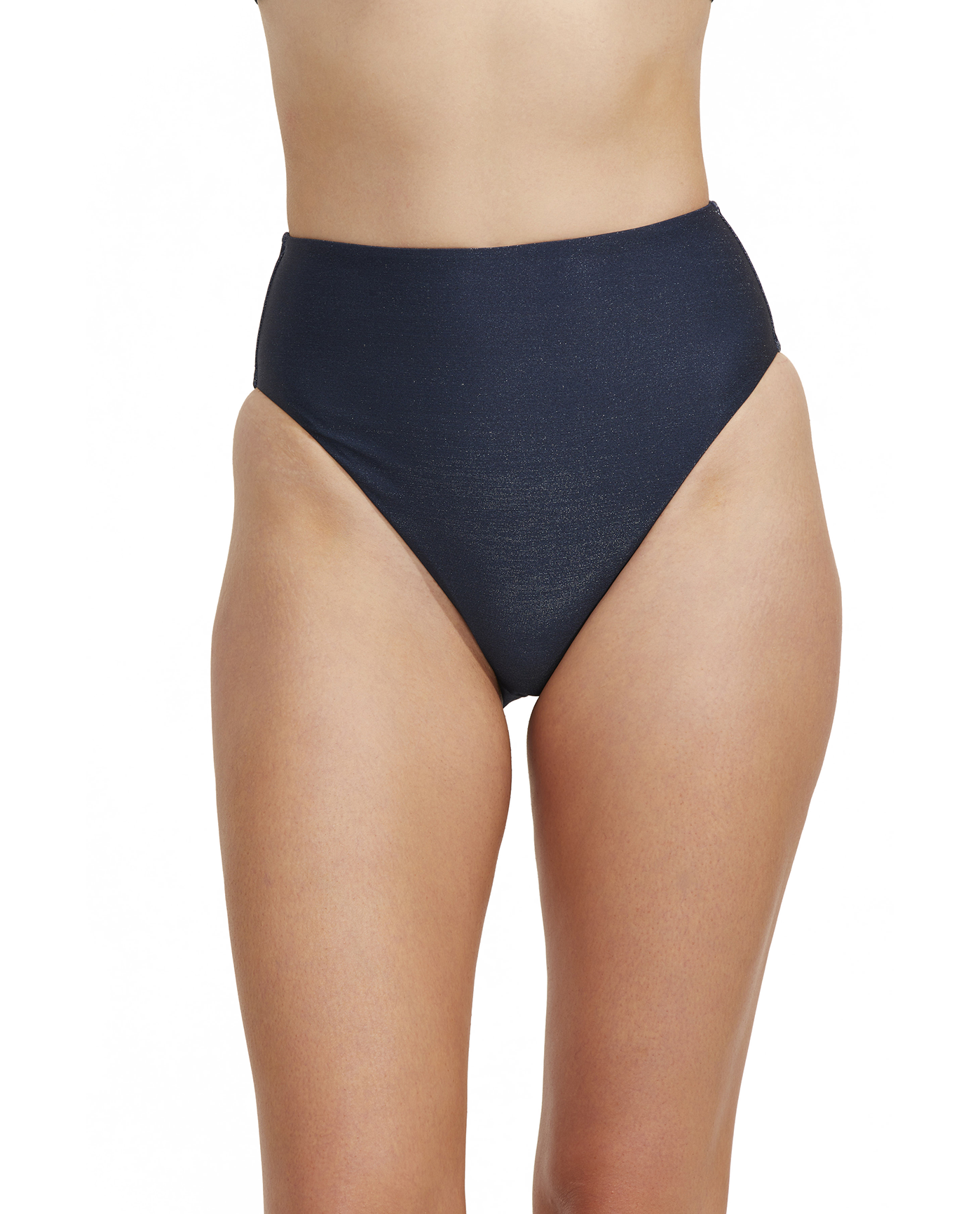 Front View Of Luma High End High Waist Swim Bottom | Midnight-Blue