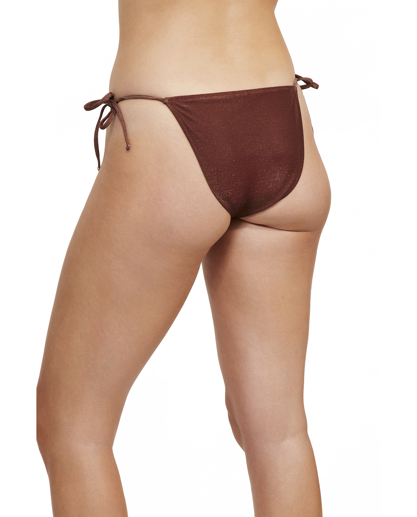 Back View Of Luma High End High Waist Swim Bottom | Bronze