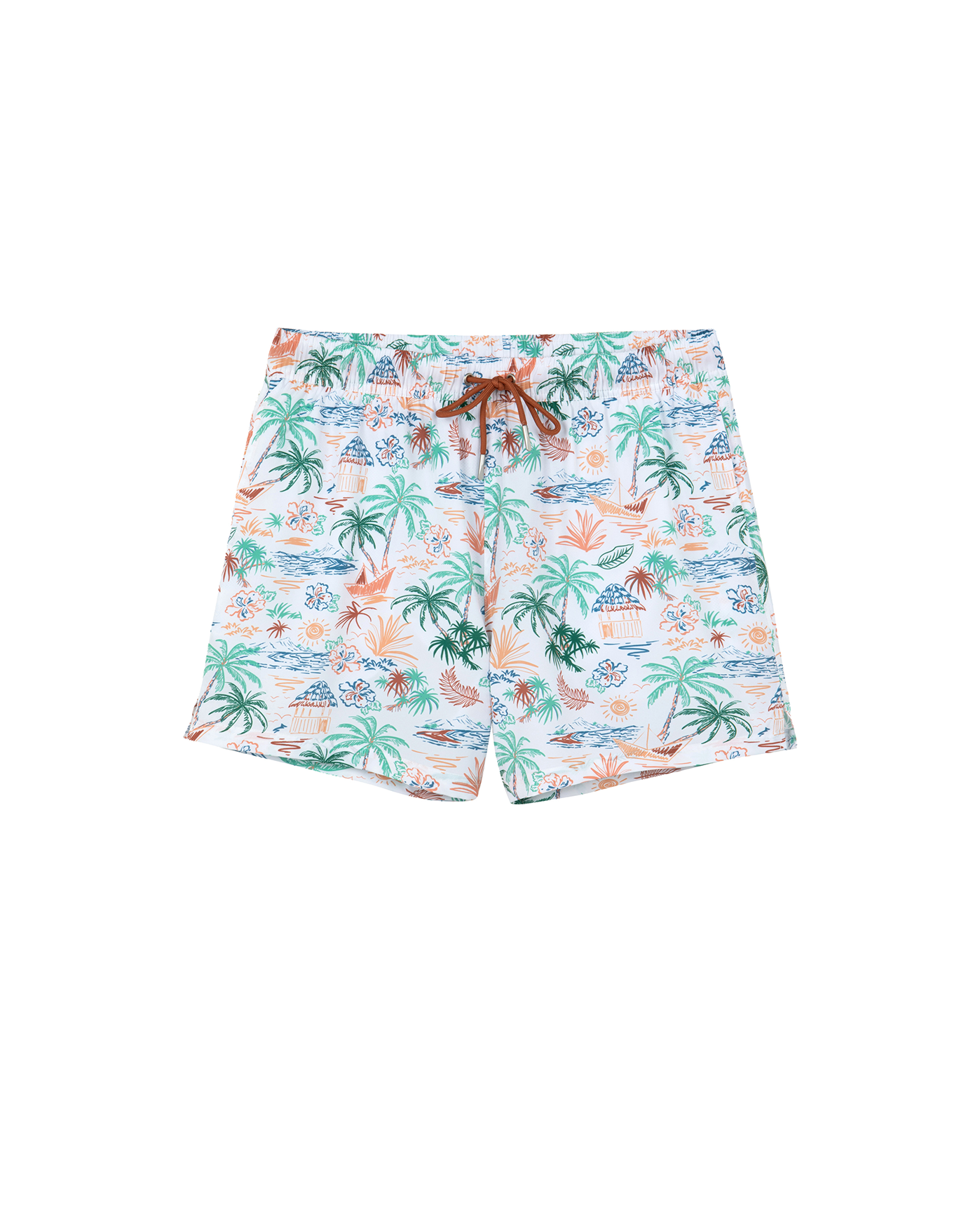 Front View Of Shore Thing  5" Swim Trunks | white-multi
