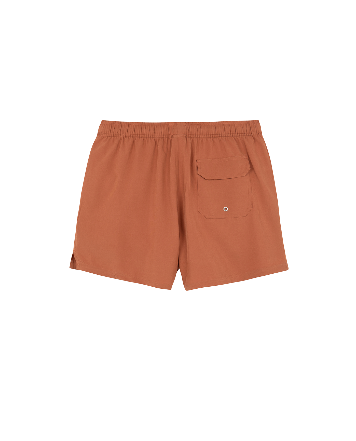 Back View Of Shore Thing  5" Swim Trunks | terracotta