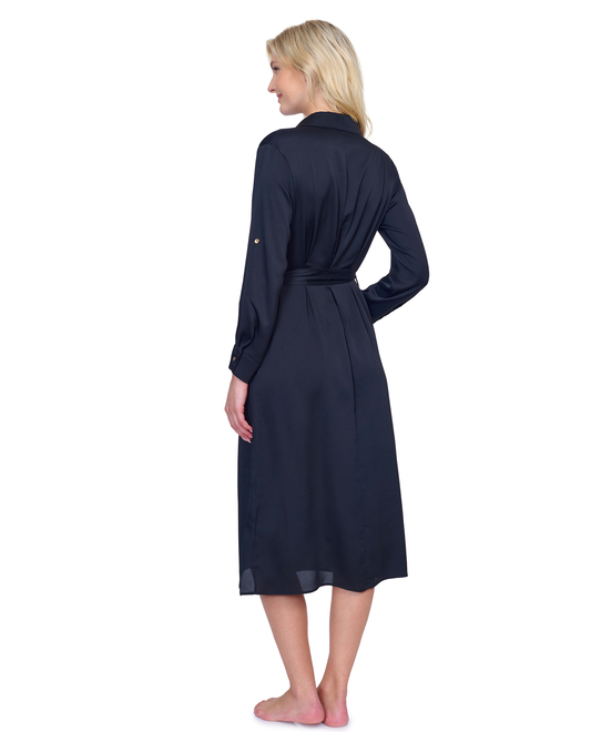 Gottex Montecarlo Shirt Dress with Long Sleeves and Belt Swim Cover Up | Gottex Montecarlo Black