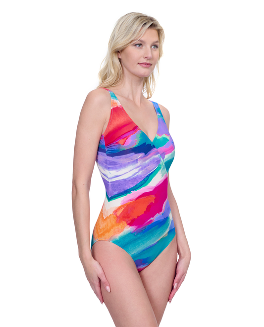 Gottex Palma De Mallorca V Neck Surplice One Piece Swimsuit