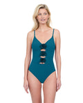Rose Bud V-Neck Lingerie Cut-Out One Piece Swimsuit - Neck Lingerie 1Pc  Cutout  Rsc  As