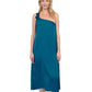 Front View Of Gottex Rose Bud One Shoulder Sarong Dress Cover Up | GOTTEX ROSE BUD TEAL