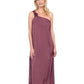 Front View Of Gottex Rose Bud One Shoulder Sarong Dress Cover Up | GOTTEX ROSE BUD MAUVE