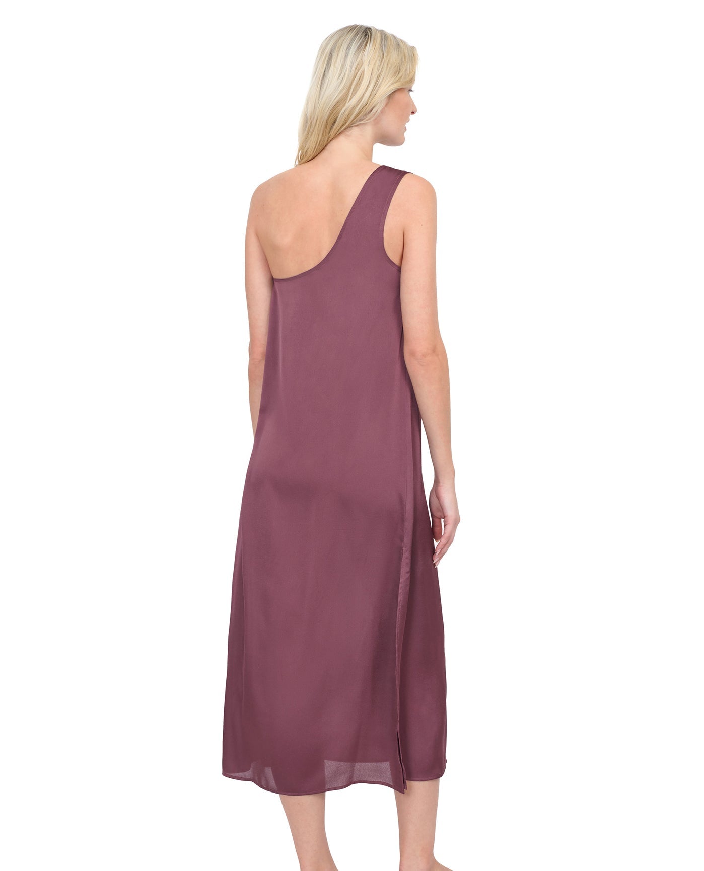 Back View Of Gottex Rose Bud One Shoulder Sarong Dress Cover Up | GOTTEX ROSE BUD MAUVE