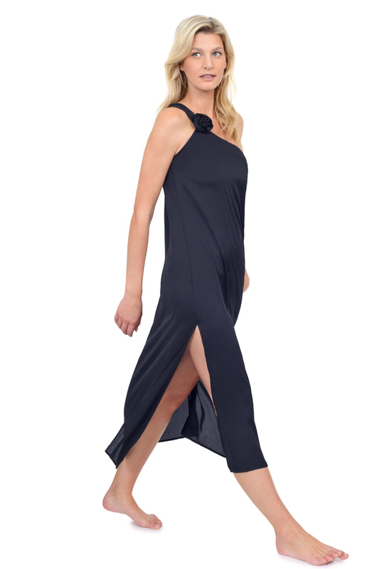 Gottex Rose Bud One Shoulder Sarong Dress Cover Up