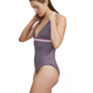 Side View Of Luma Retro Touch V Neck One Piece | Multi-Plum