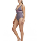 Side View Of Luma Retro Touch V Neck One Piece | Multi-Plum