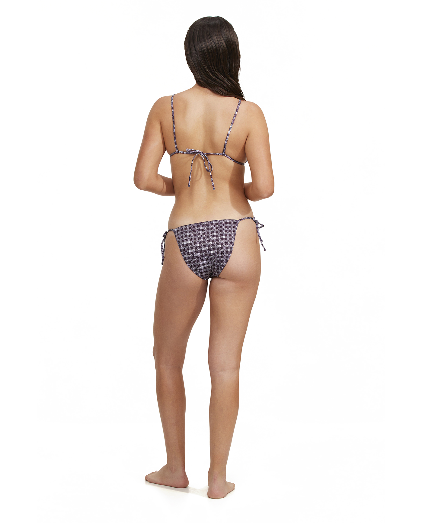 Back View Of Luma Retro Touch Triangle Bikini Top | Multi-Plum