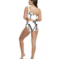 Back View Of Luma Signature One Shoulder Cut Out One Piece | Black / Cream