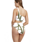 Back View Of Luma Signature One Shoulder Cut Out One Piece | Olive / Cream