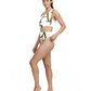 Side View Of Luma Signature One Shoulder Cut Out One Piece | Olive / Cream