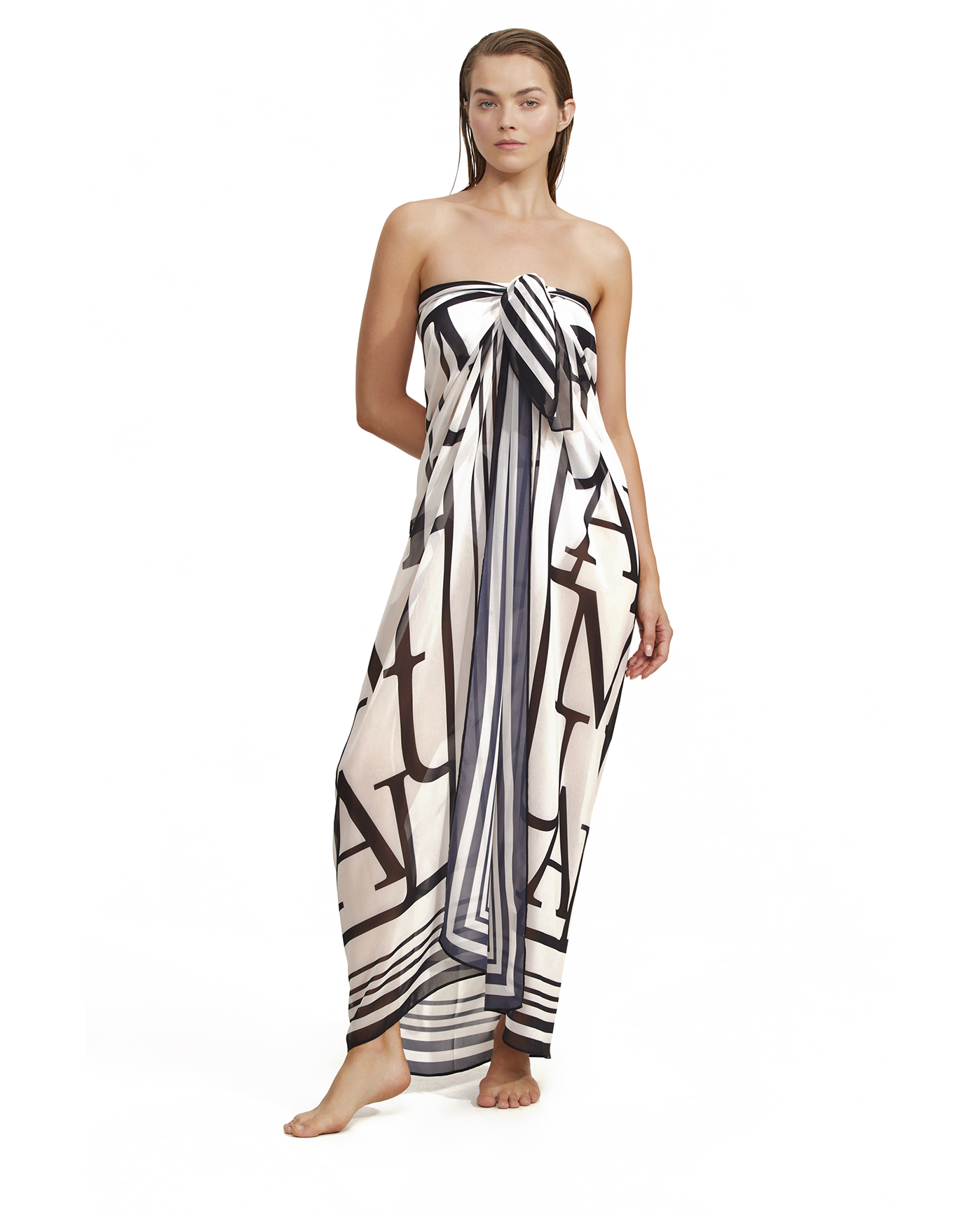 Front View Of Luma Signature Pareo | Black-Cream