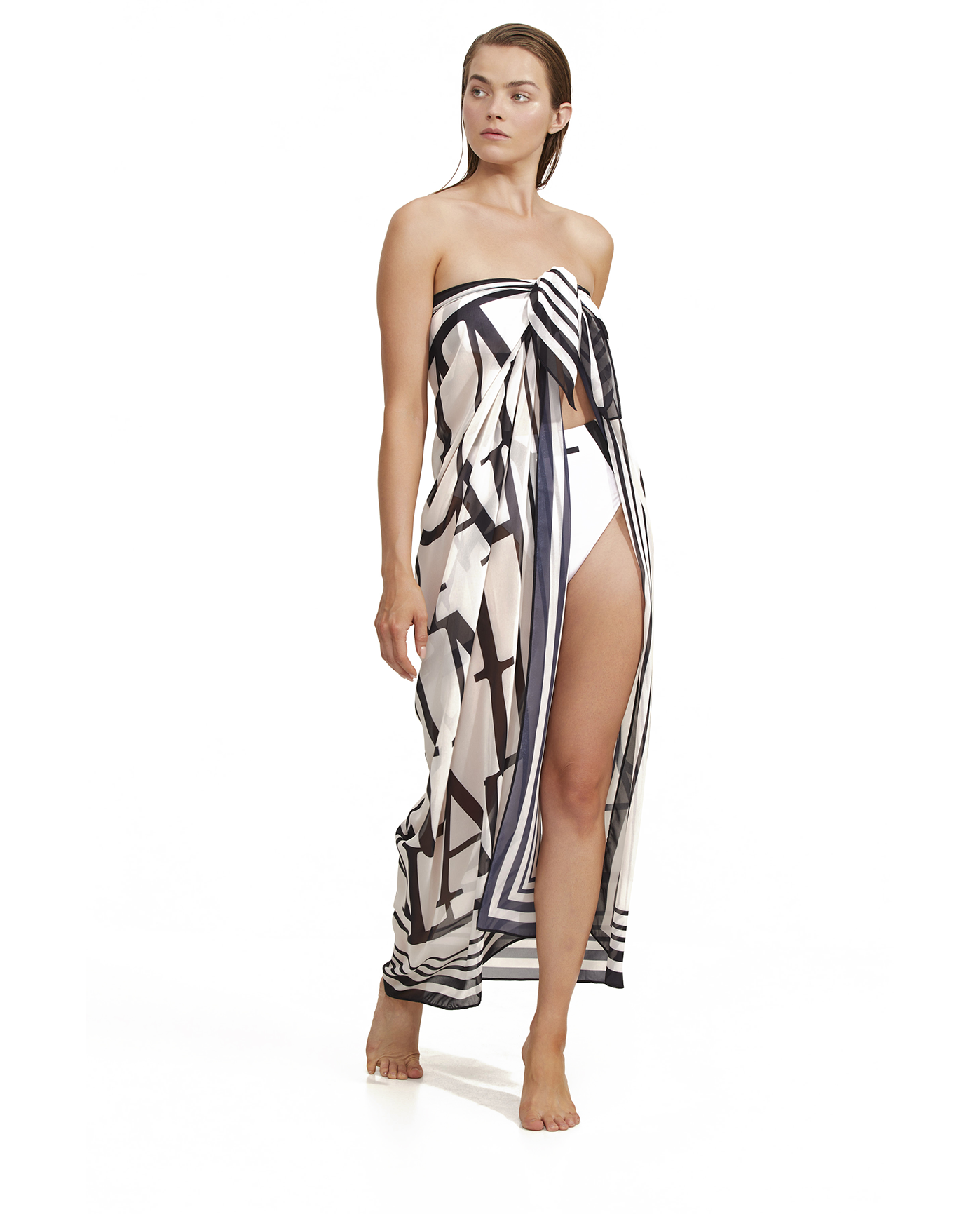 Front View Of Luma Signature Pareo | Black-Cream