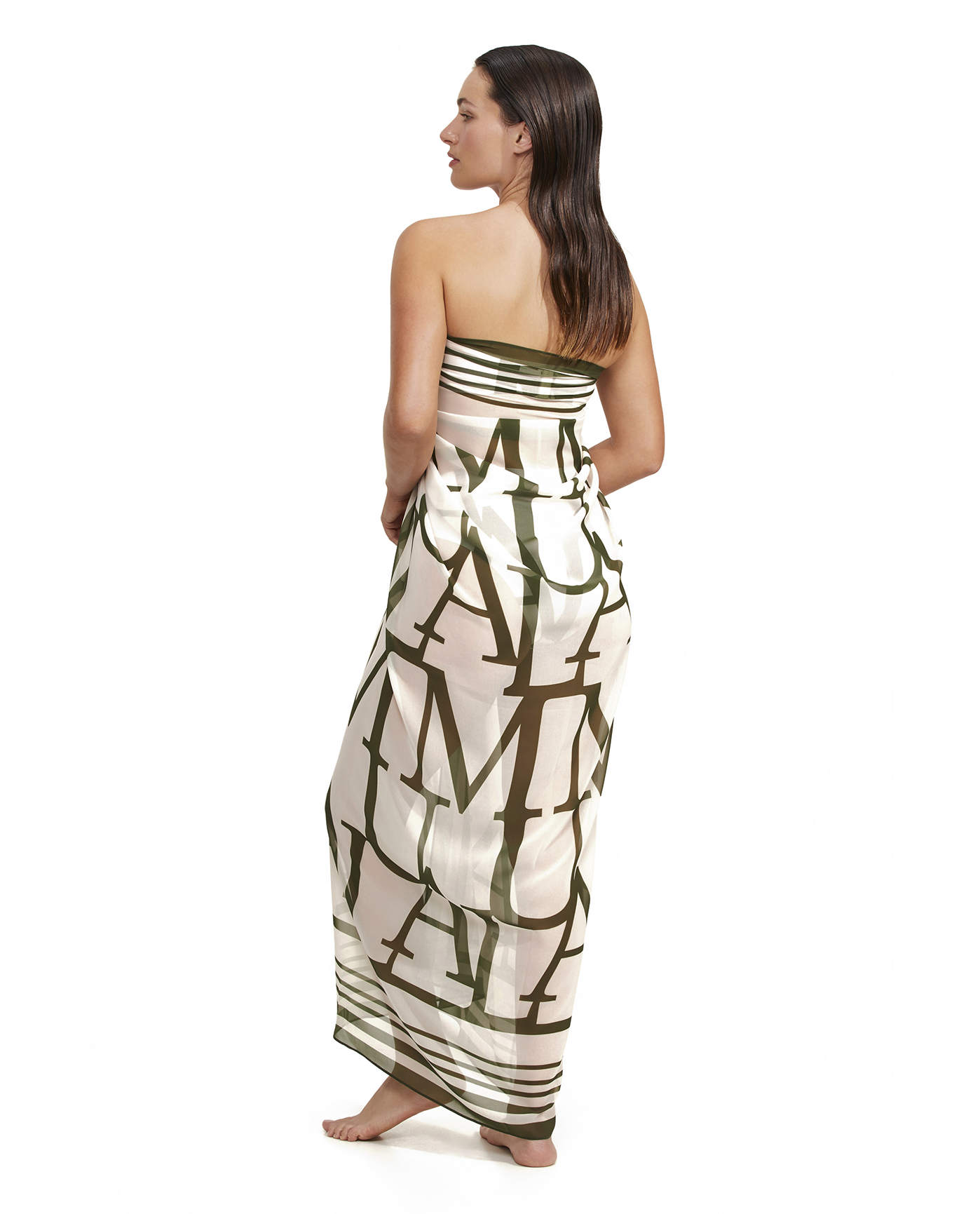 Back View Of Luma Signature Pareo | Olive-Cream
