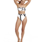 Front View Of Luma Signature Bandeau Tube Bikini Top | Black / Cream