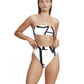 Front View Of Luma Signature High Waist Bikini Bottom | Black / Cream